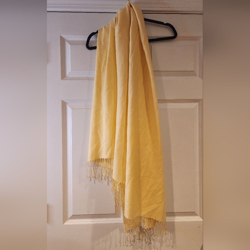 David & Young made in Korea yellow tassel scarf
